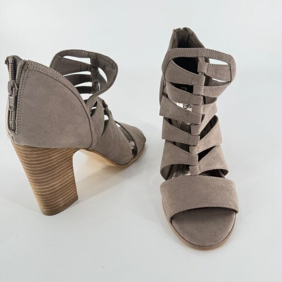 Carlos Santana Taupe Strappy Block Heel Sandals 4 Inch Heel Open Toe Women's Siz - Picture 3 of 9